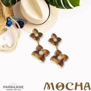 Park Lane Mocha and Gold Floral Earrings